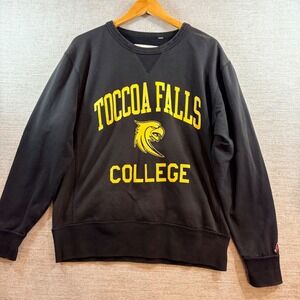 TOCCOA FALLS COLLEGE Black‎ Crewneck Sweatshirt Yellow Eagle Logo Adult Medium